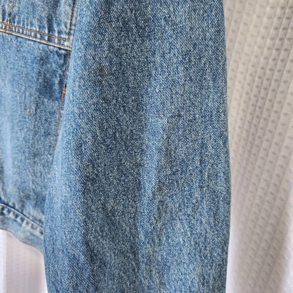 Vintage Timberland Weathergear Denim Jean Jacket Men’s Large Trucker Biker - Picture 7 of 10